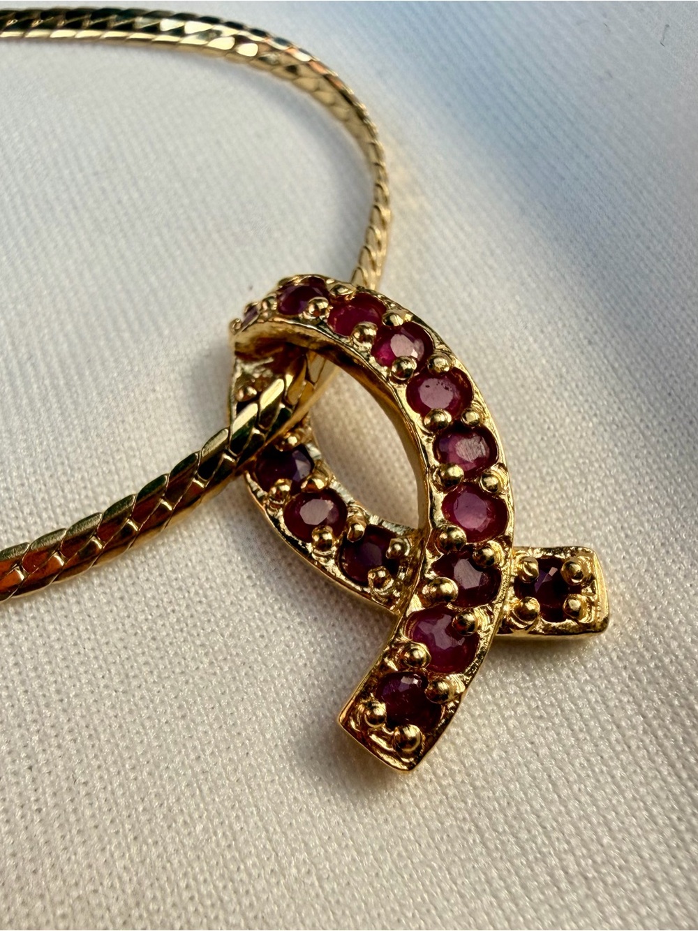 18K Yellow Gold plated 925 Sterling Silver Ruby Necklace - Picture 3 of 5